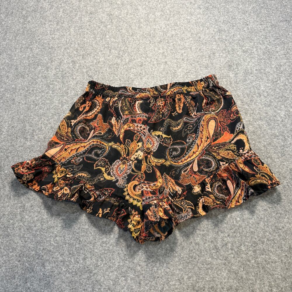 Women's Nasty Gal SHEER Black Paisley Ruffle Hem Shorts Size‎ 8 NEW - Picture 6 of 7
